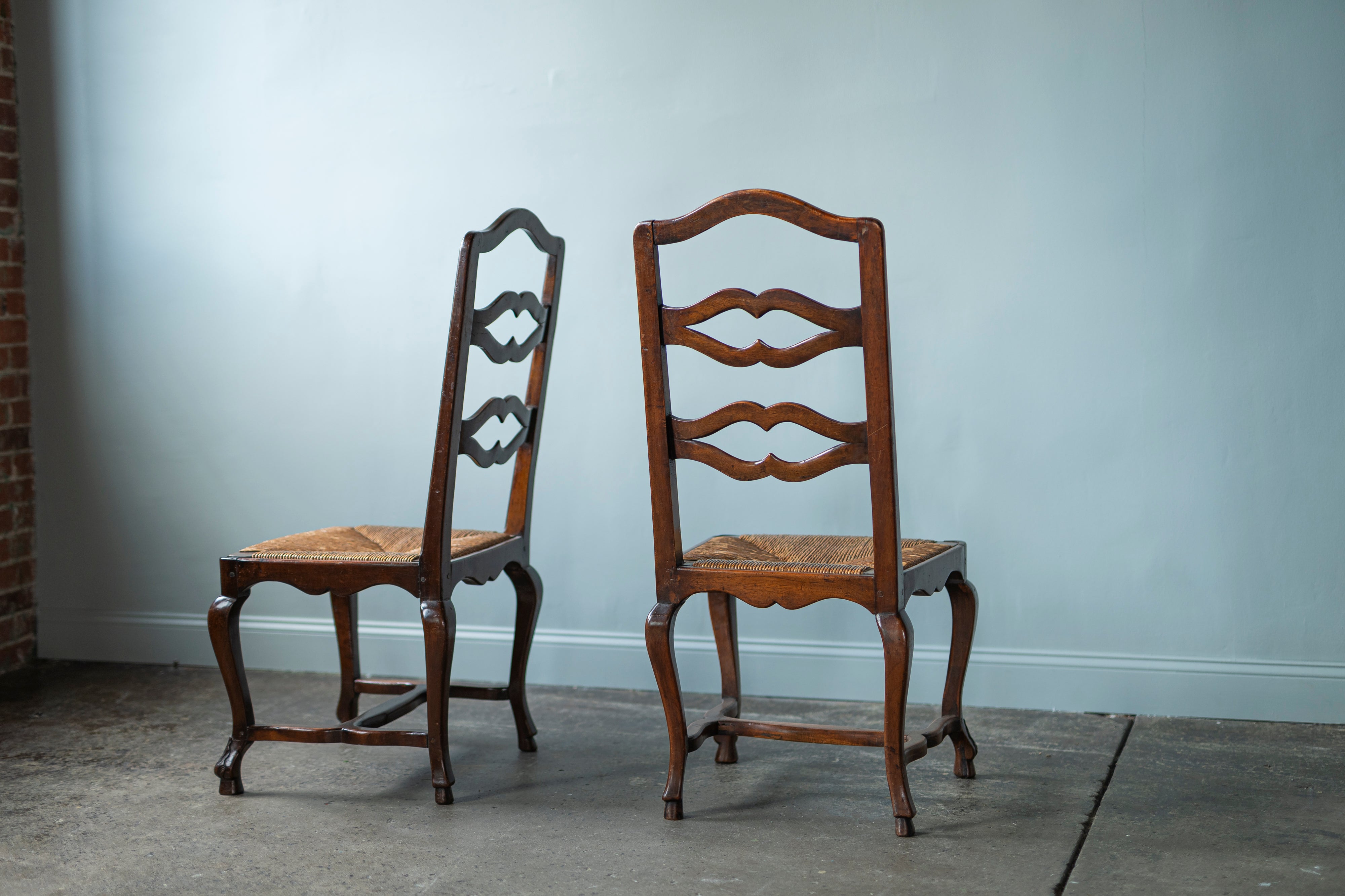 Italian Walnut Chairs, Set of 8