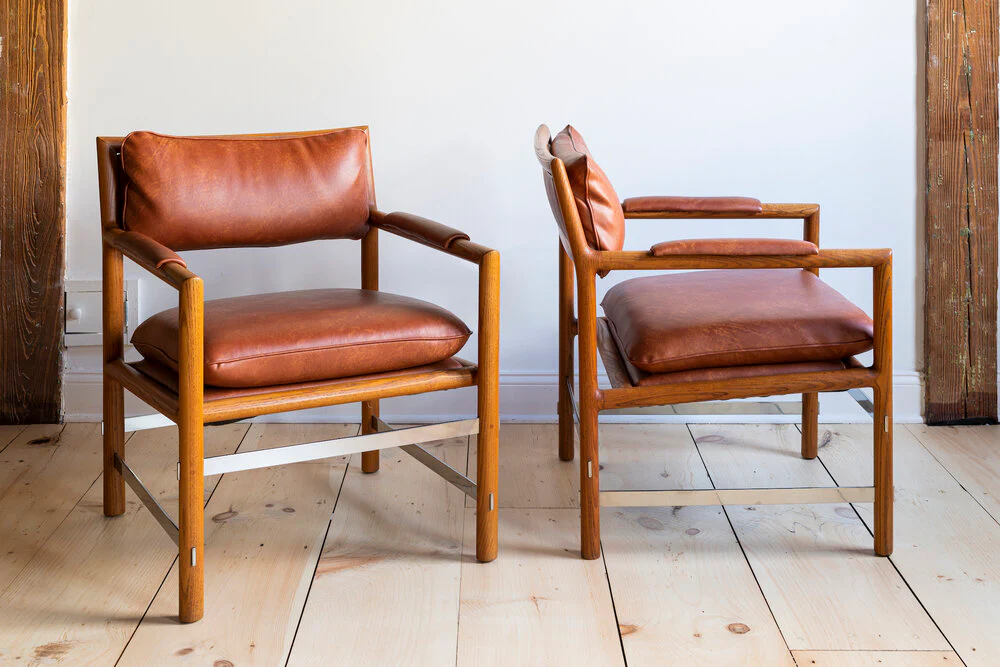 Pair of Ed Wormley for Dunbar Leather Chairs