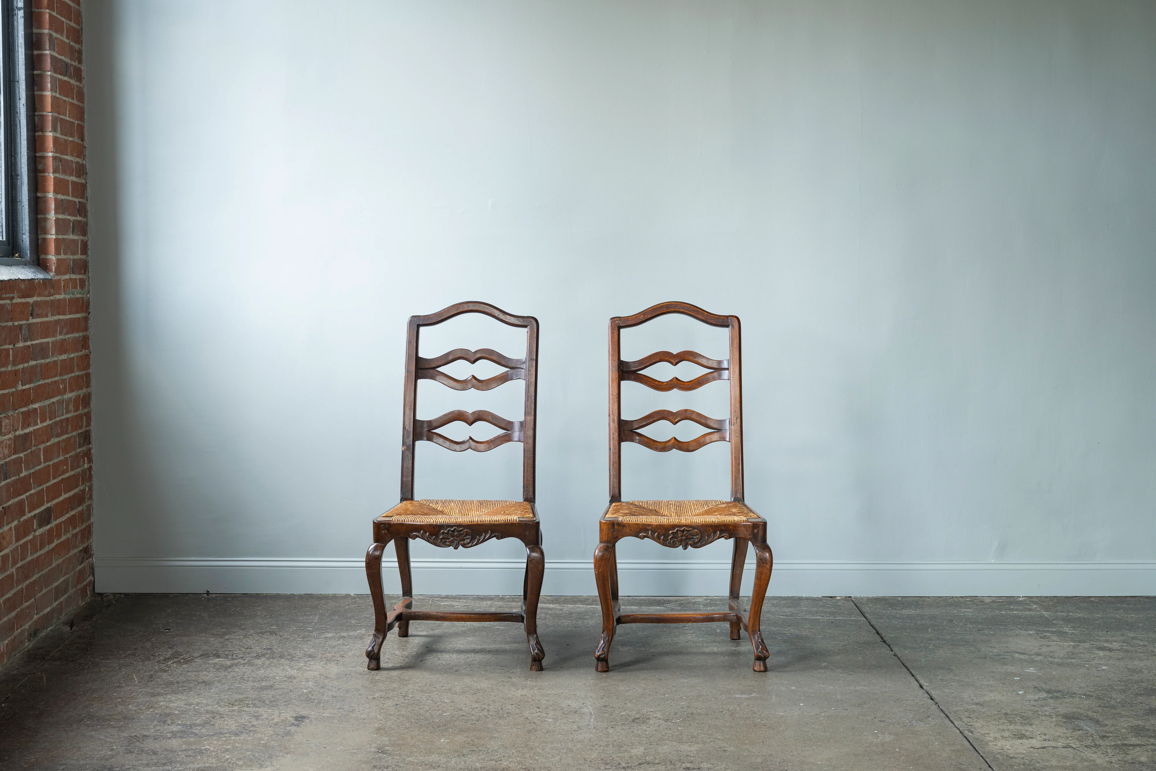 Italian Walnut Chairs, Set of 8