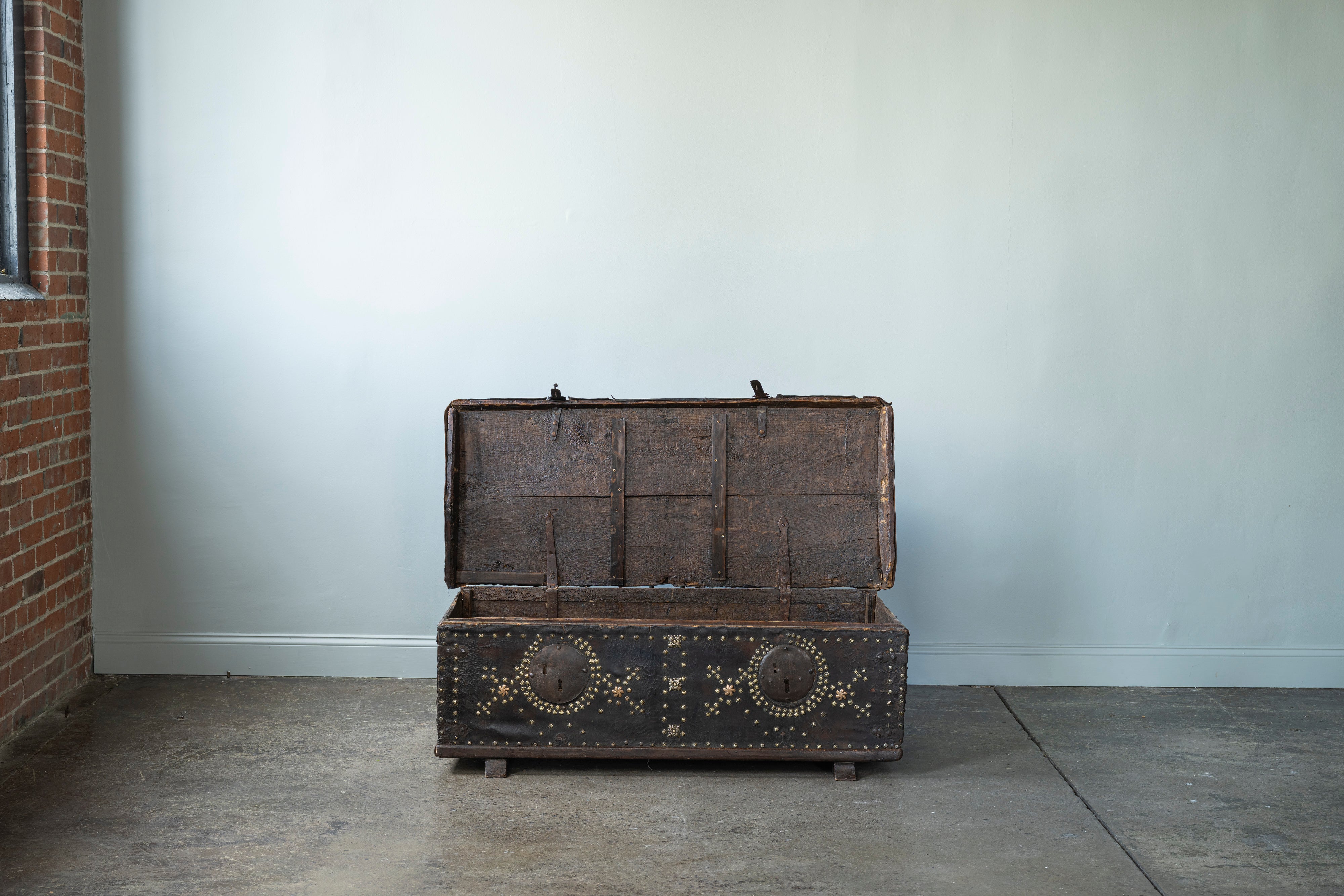 Antique Spanish Leather Trunk