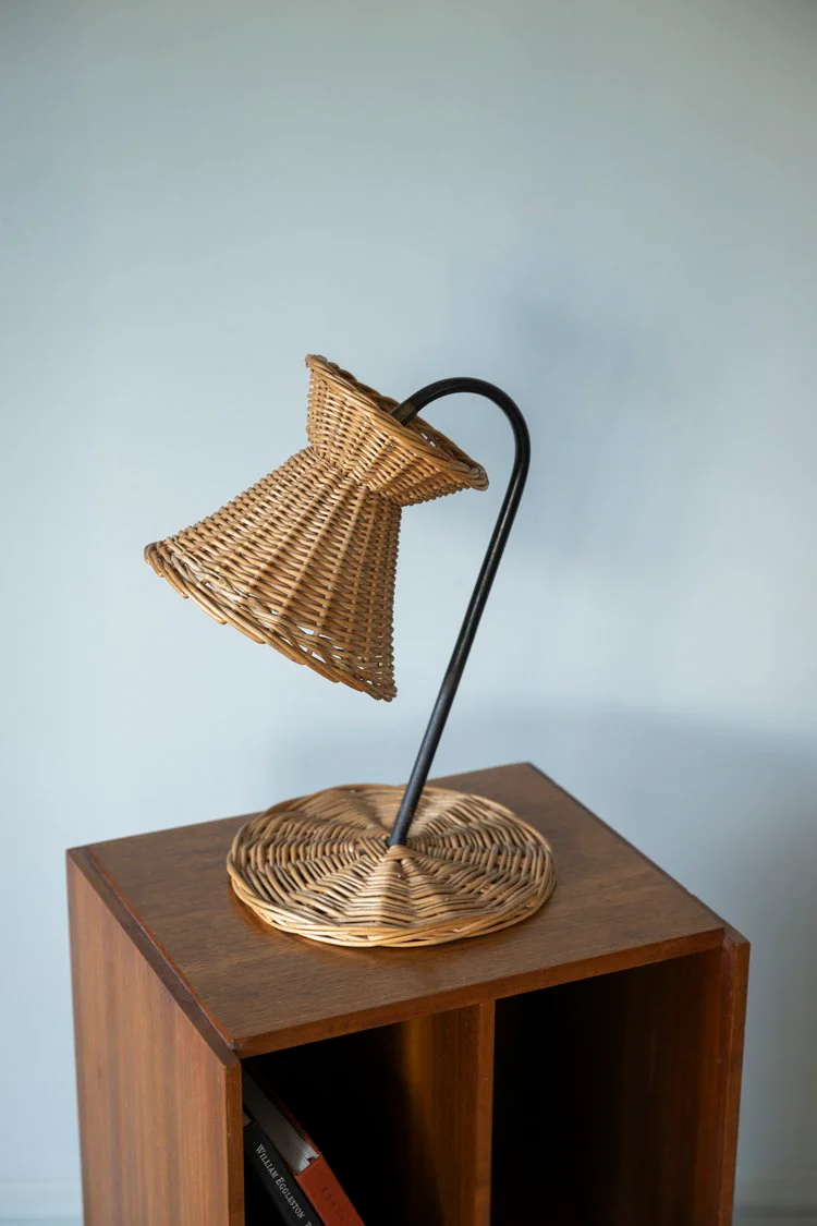 French Rattan Desk Lamp