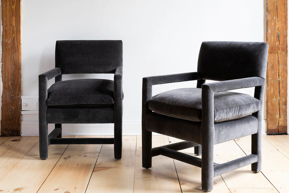 Pair of Velvet Parsons Chairs