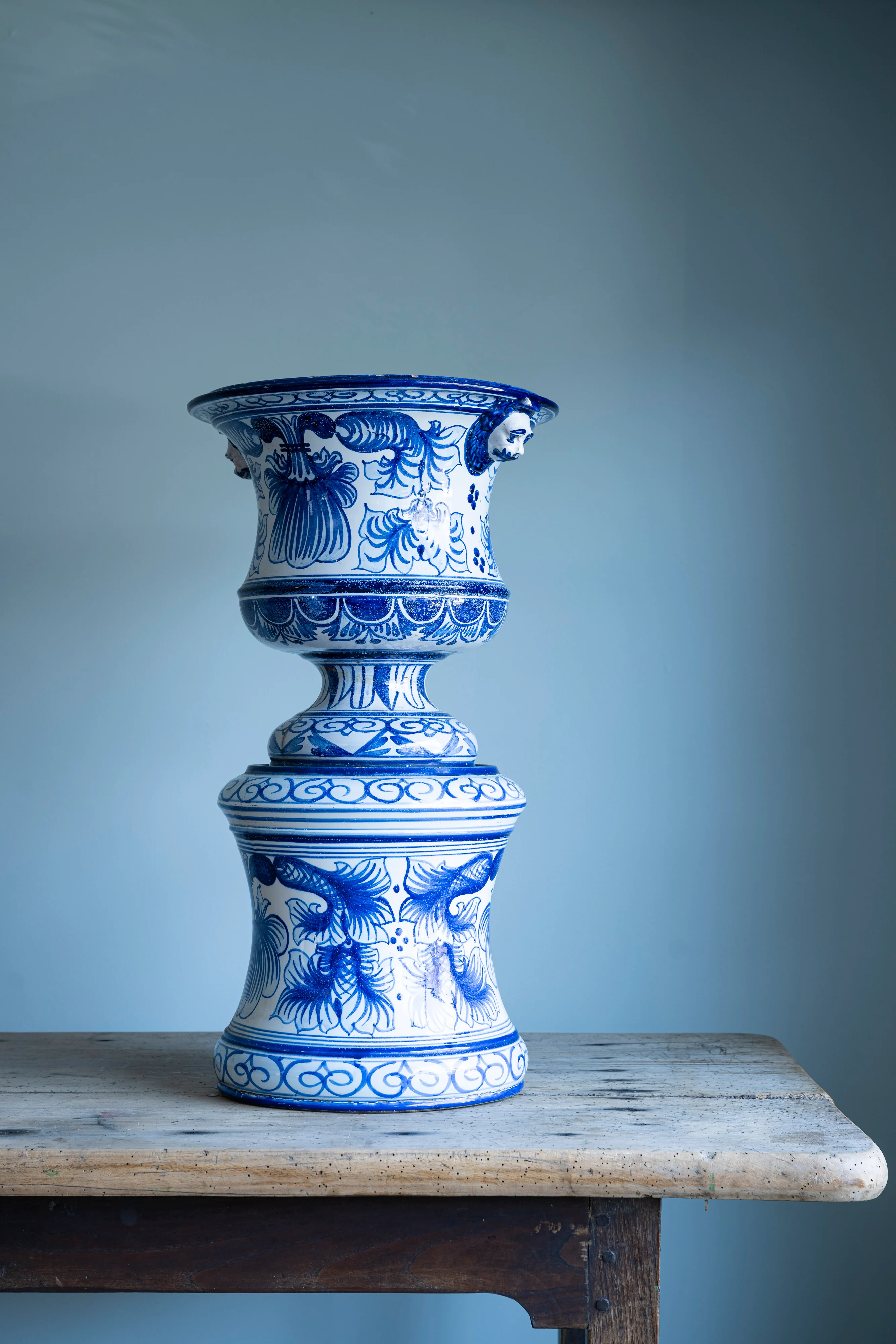 Vintage Blue and White Urn