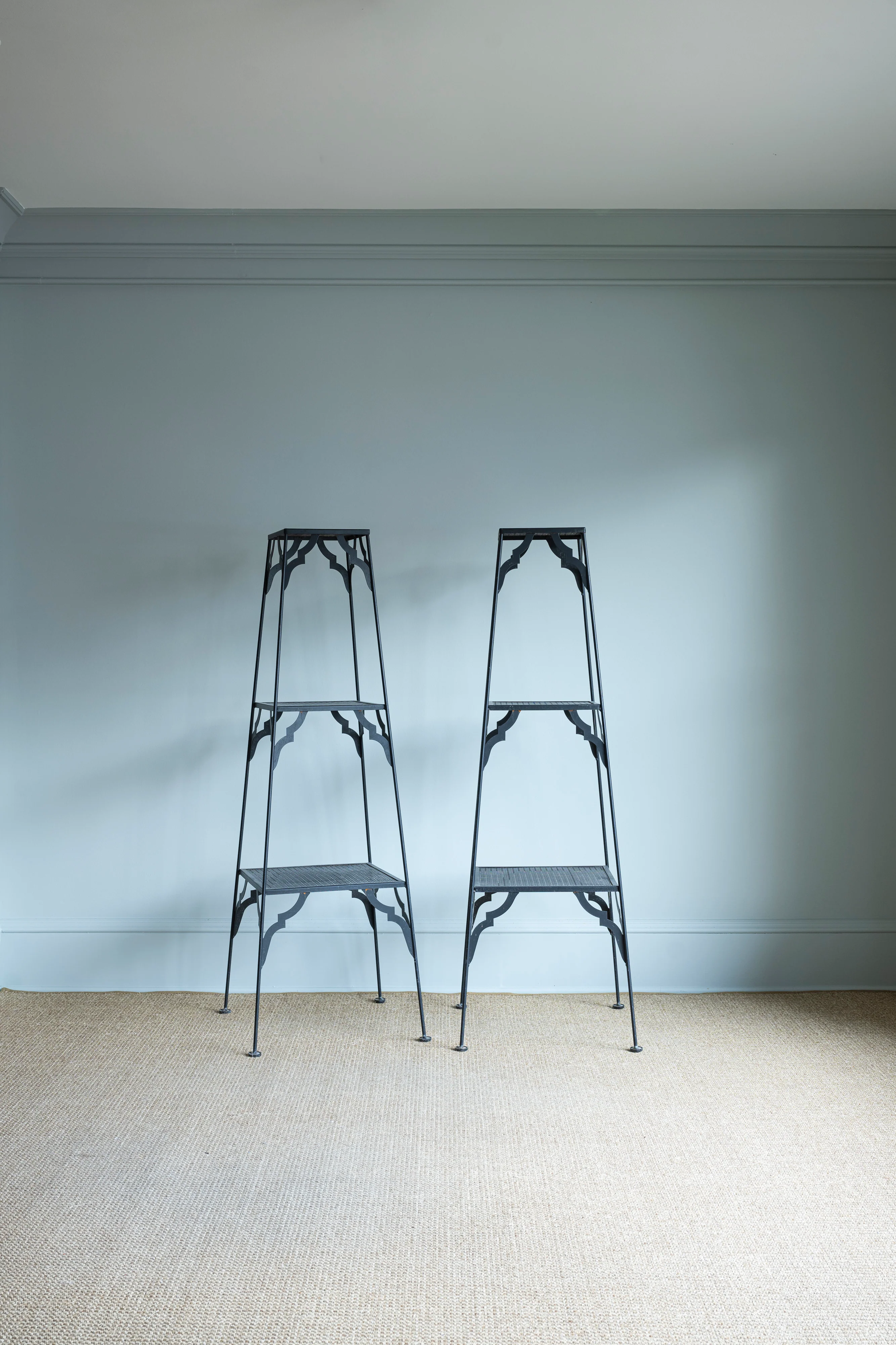 Pair of Perforated Metal Plant Stands