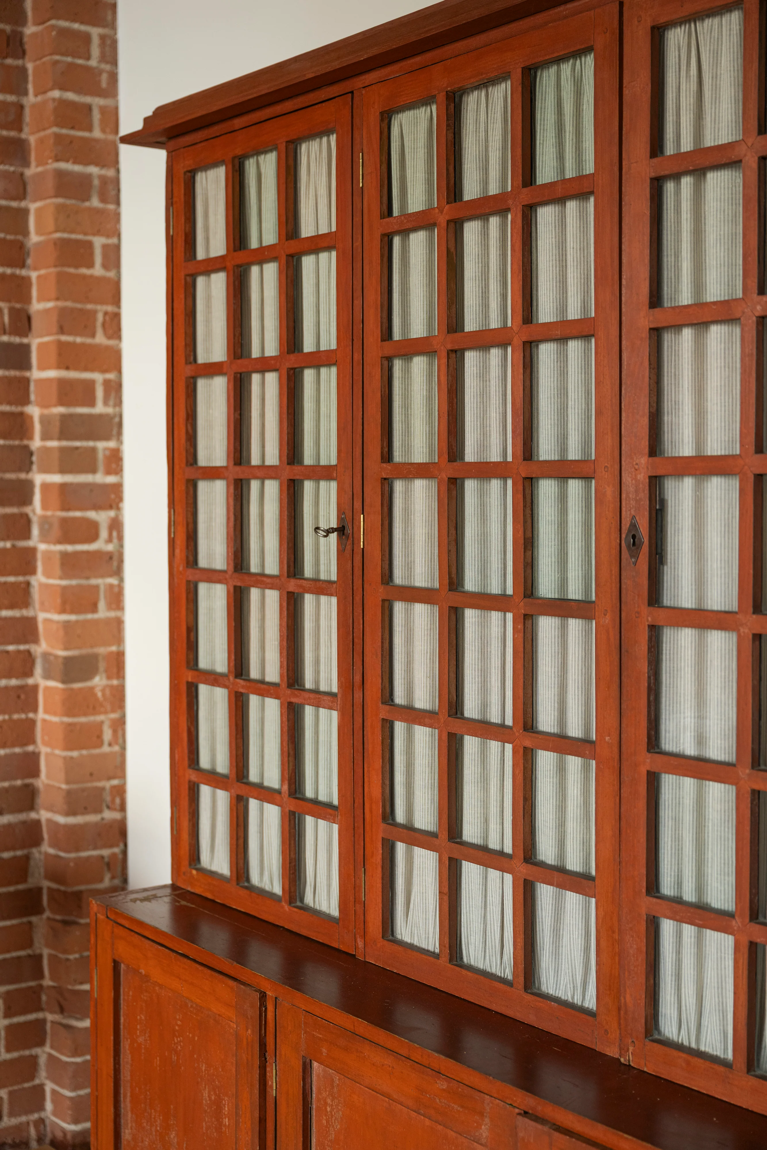 Red Painted Glass Front Hutch