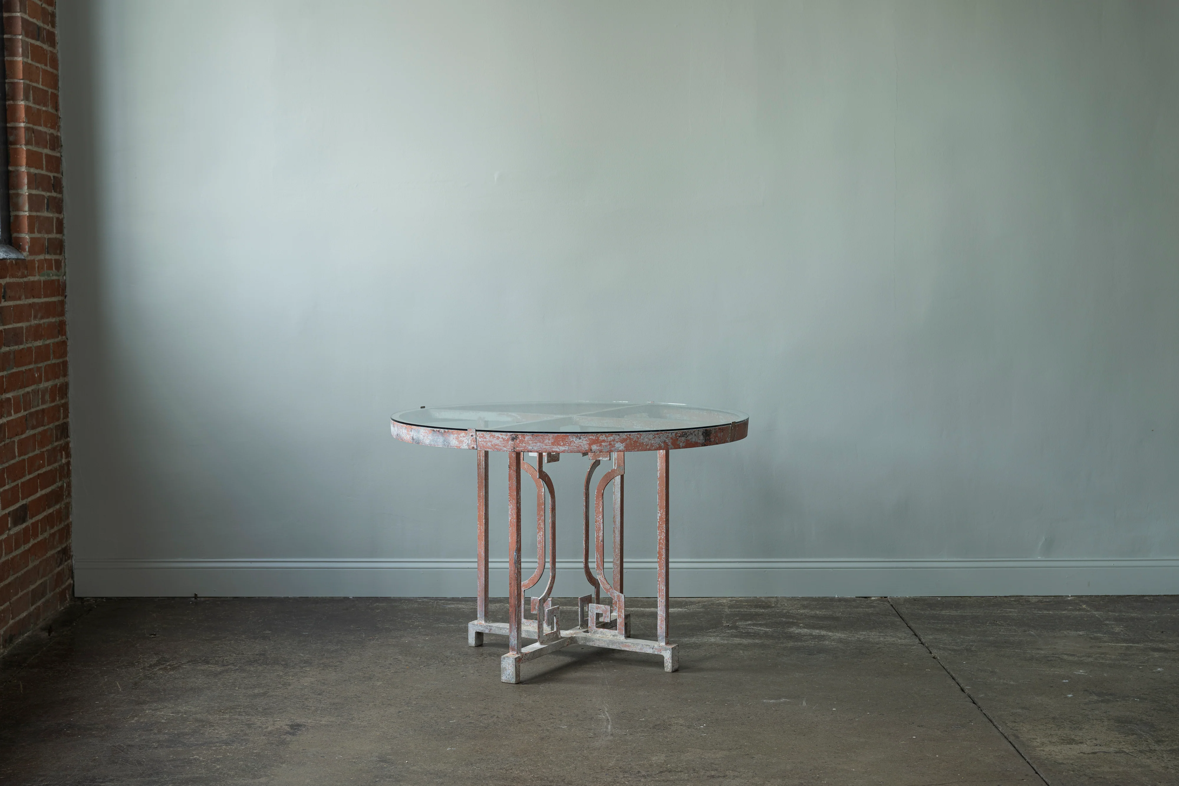 Round Metal and Glass Table