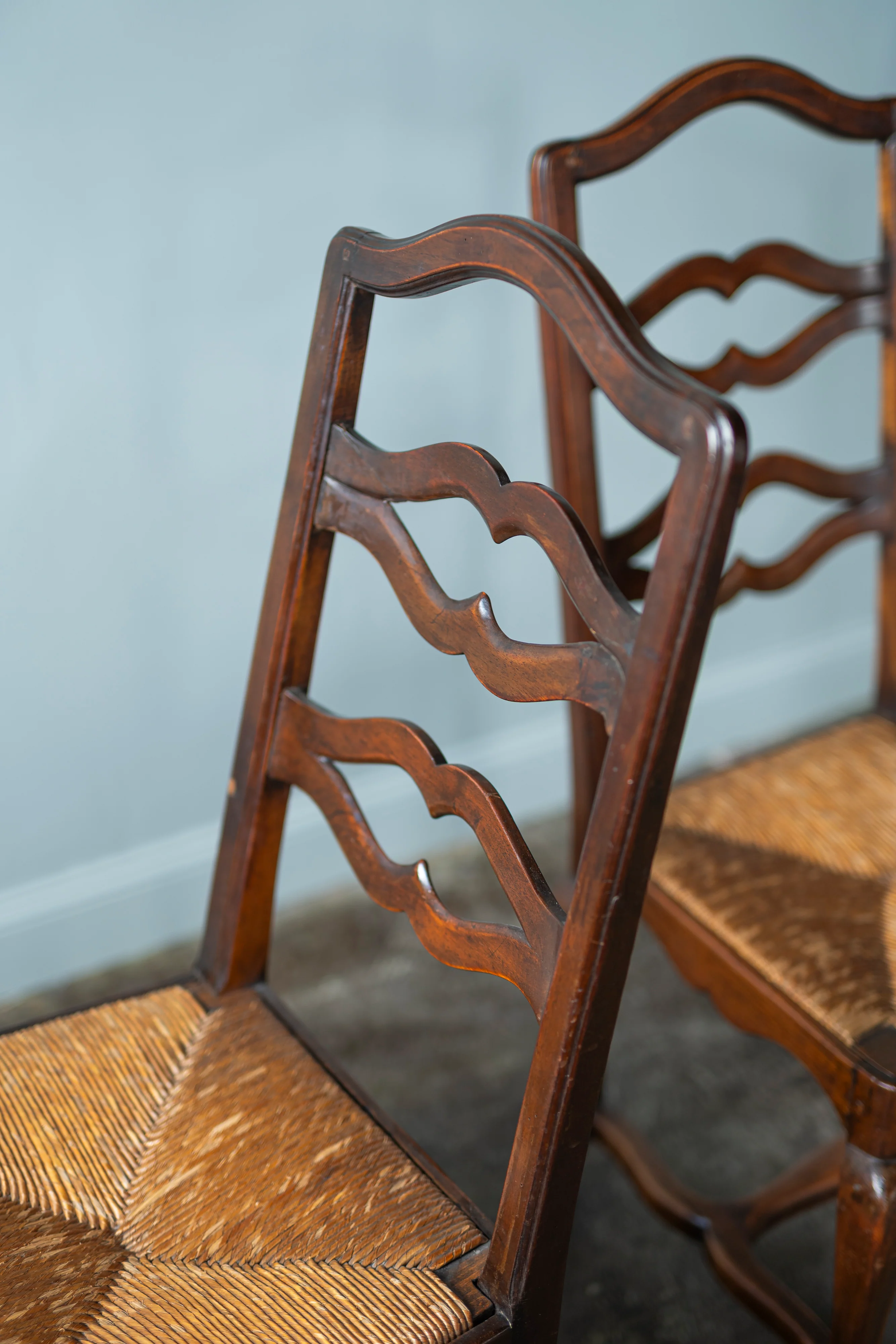Italian Walnut Chairs, Set of 8