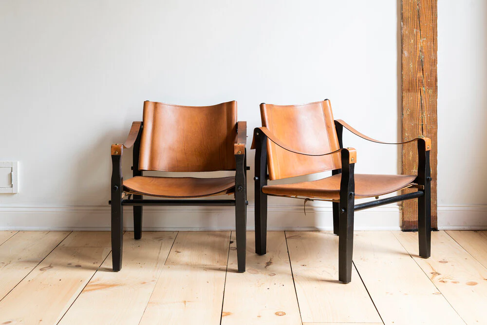 Pair of Leather Safari Chairs