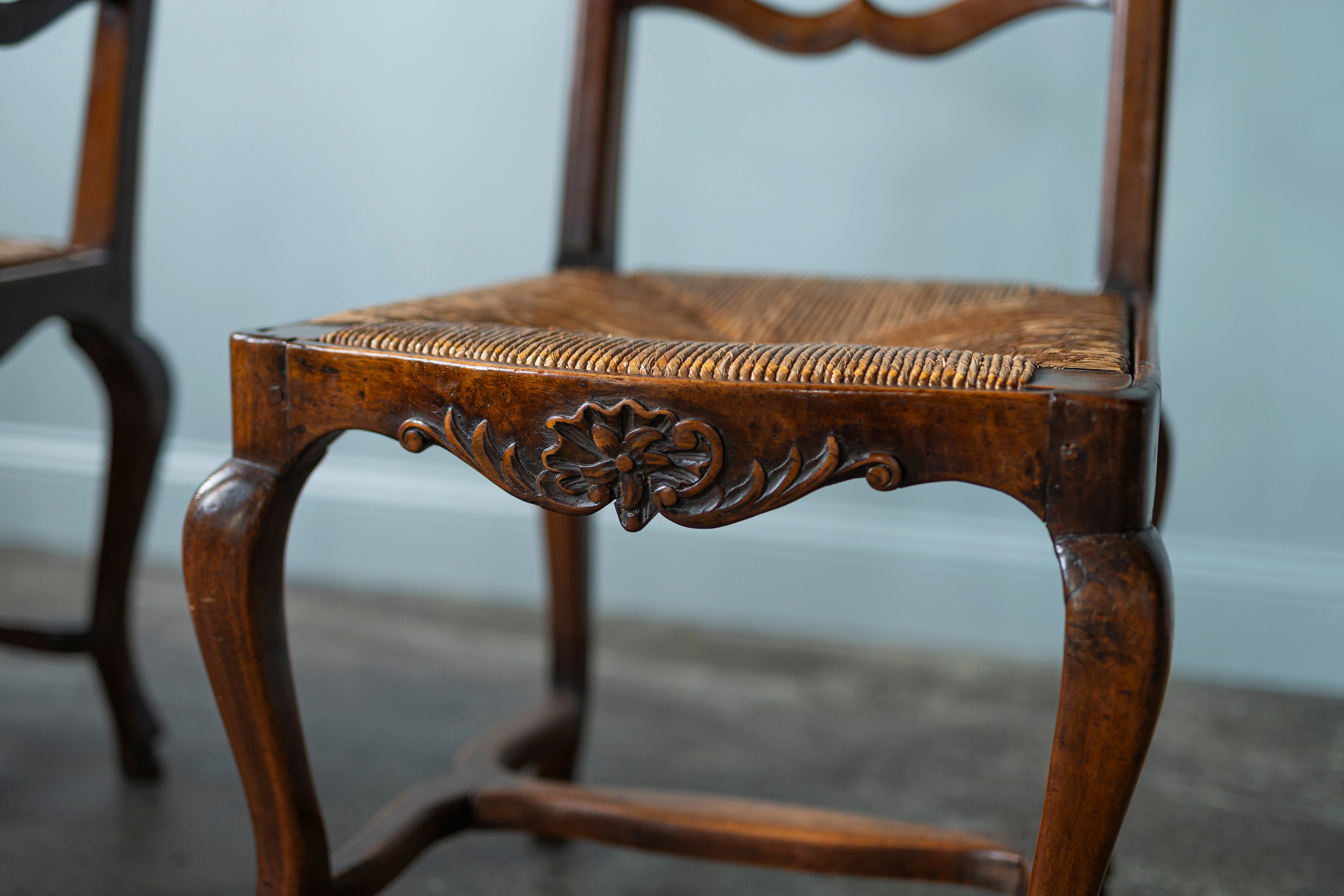 Italian Walnut Chairs, Set of 8