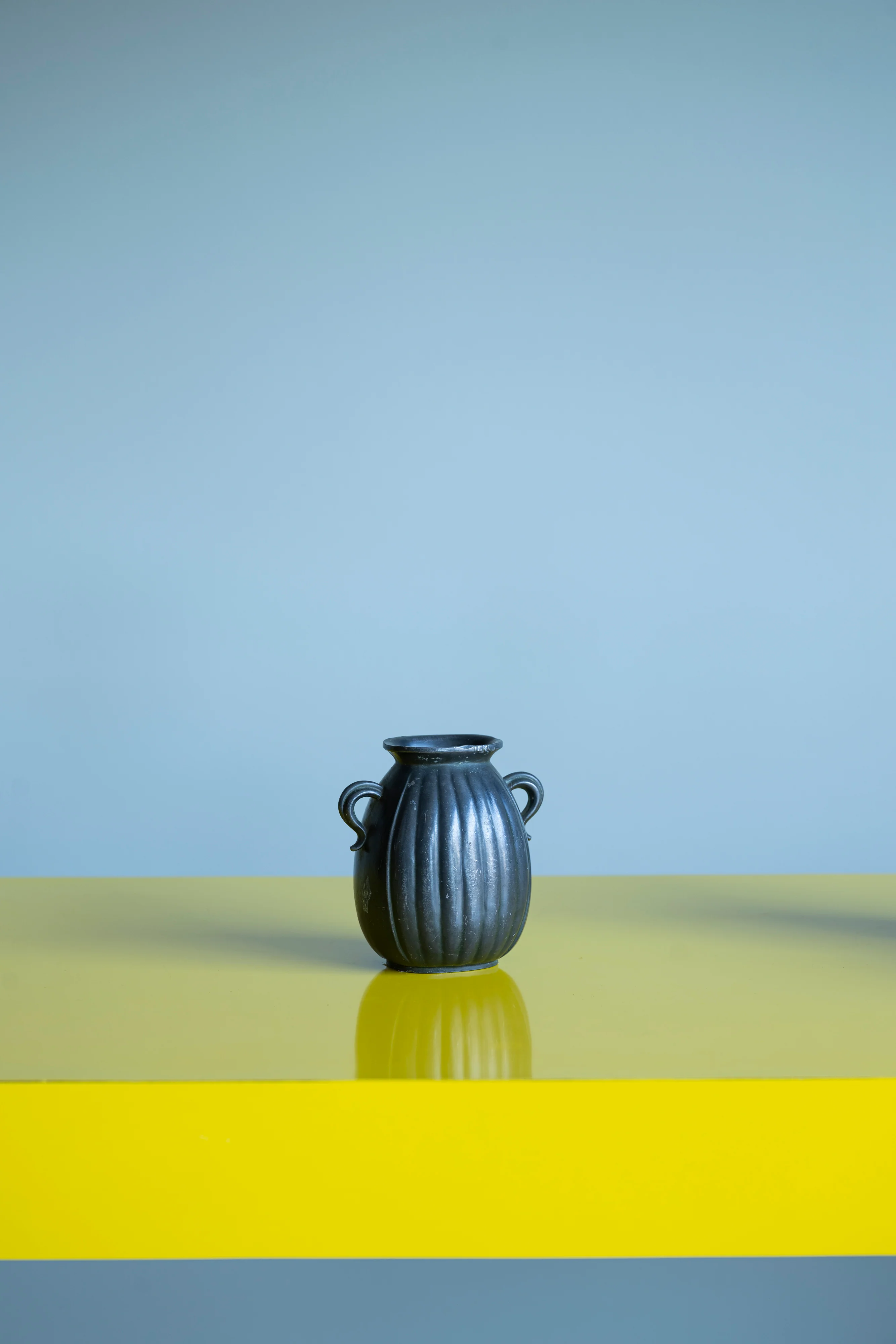 Just Andersen Fluted Metal Vase with Handles