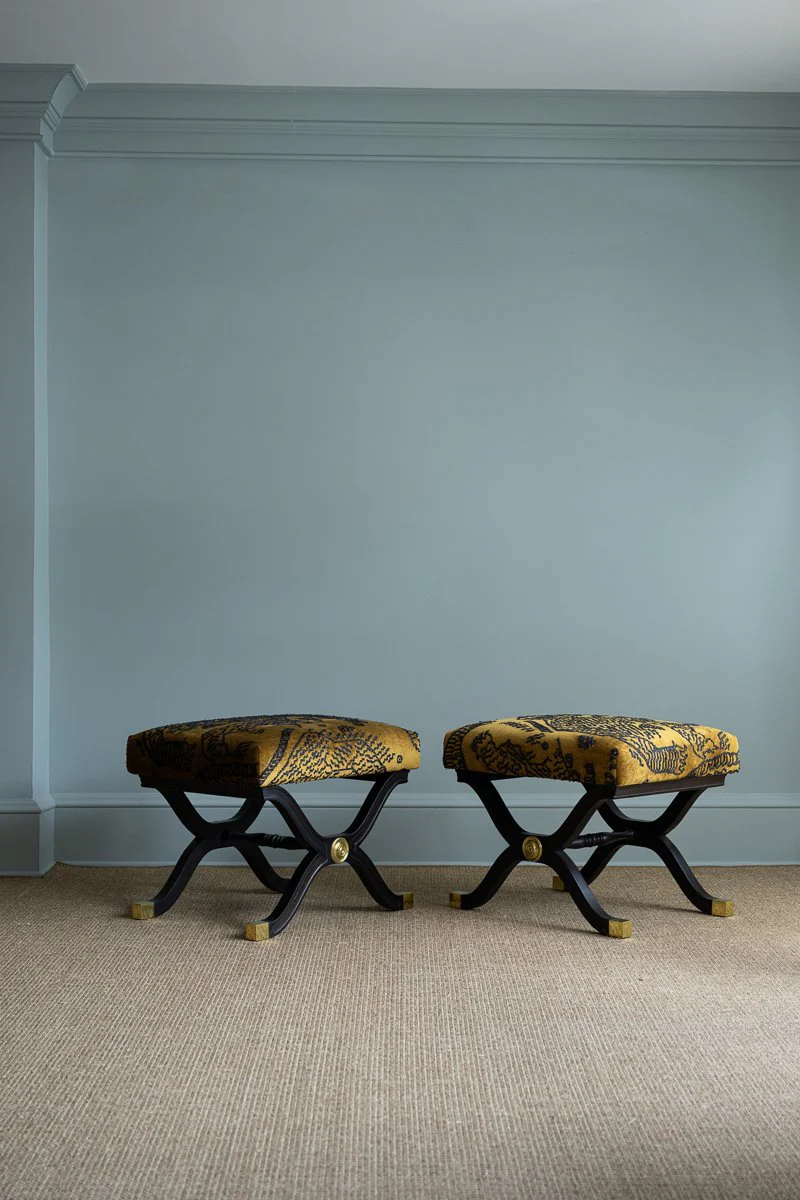 Pair of Black and Brass Benches