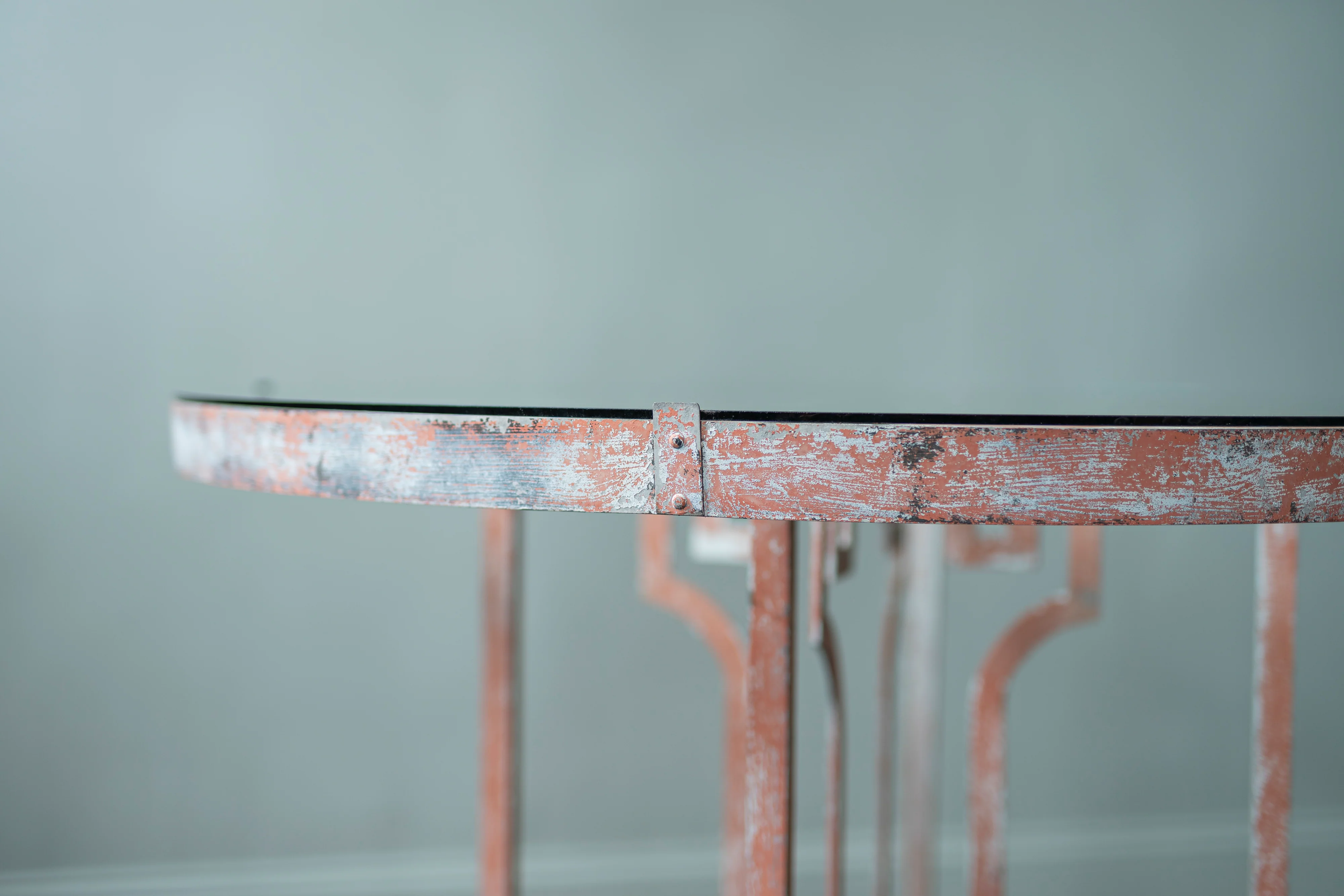 Round Metal and Glass Table