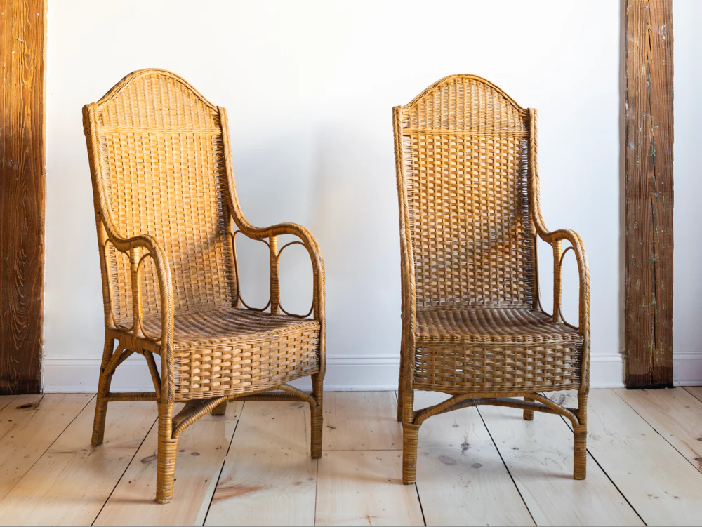 Pair of Belgian Rattan Chairs