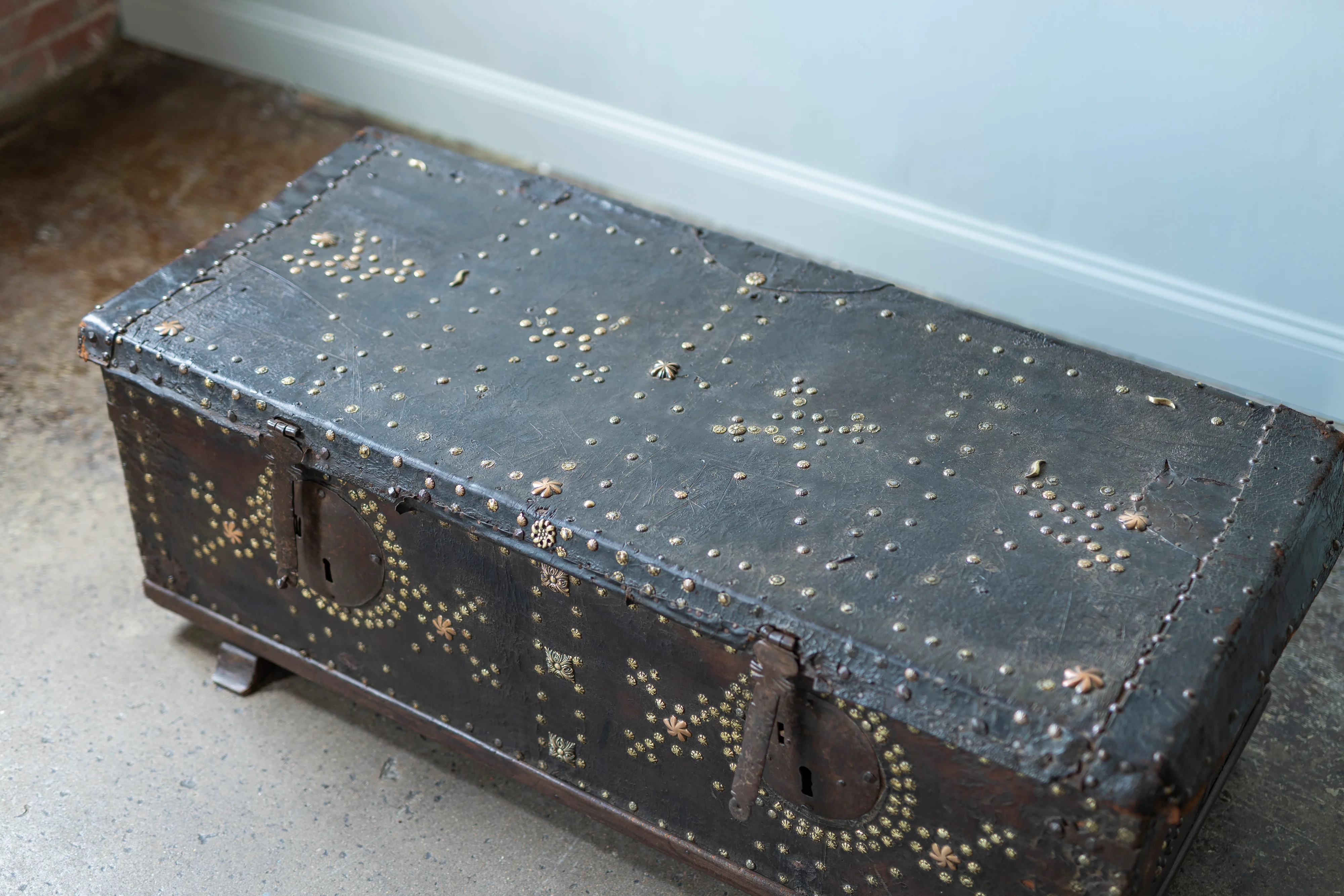 Antique Spanish Leather Trunk