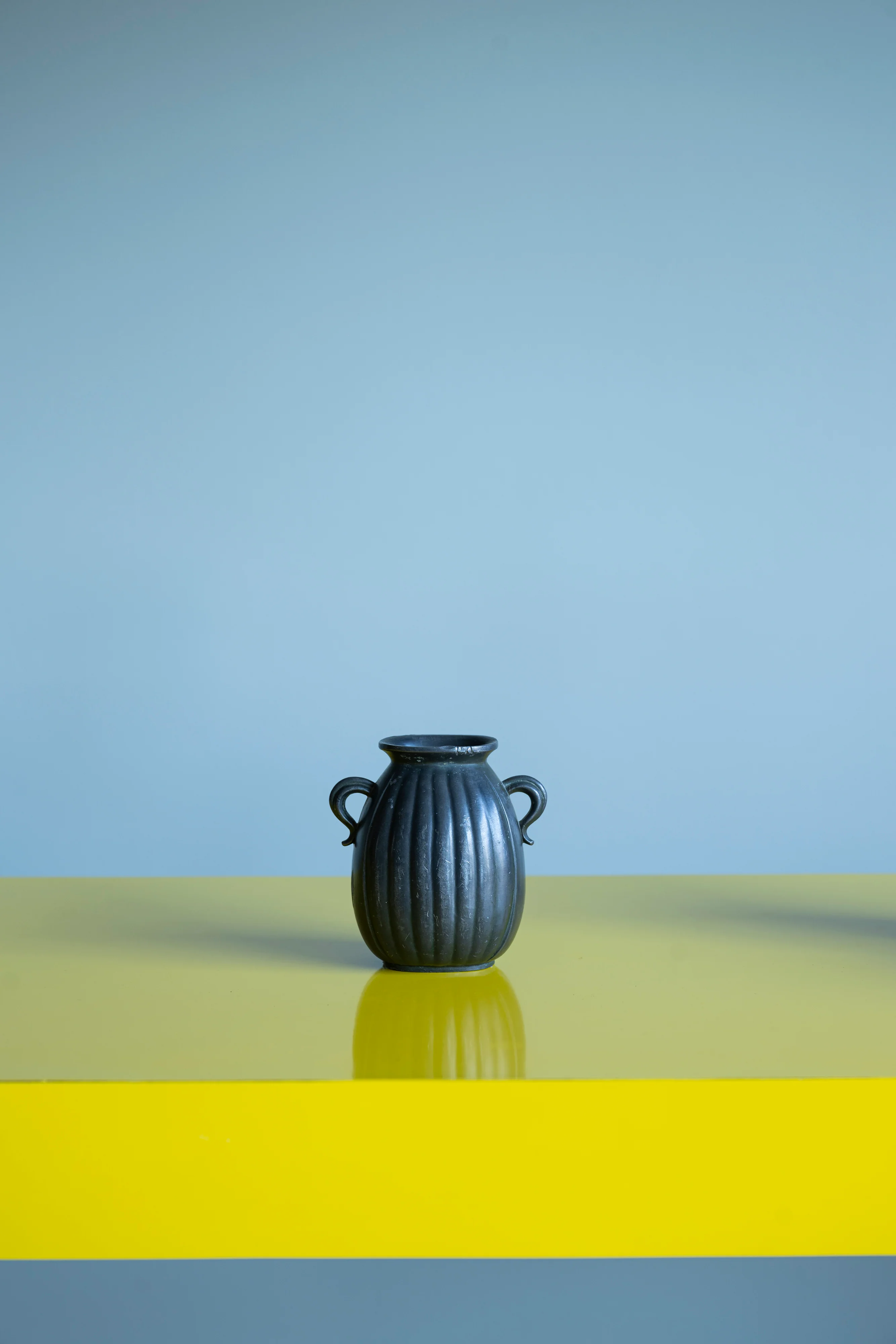 Just Andersen Fluted Metal Vase with Handles