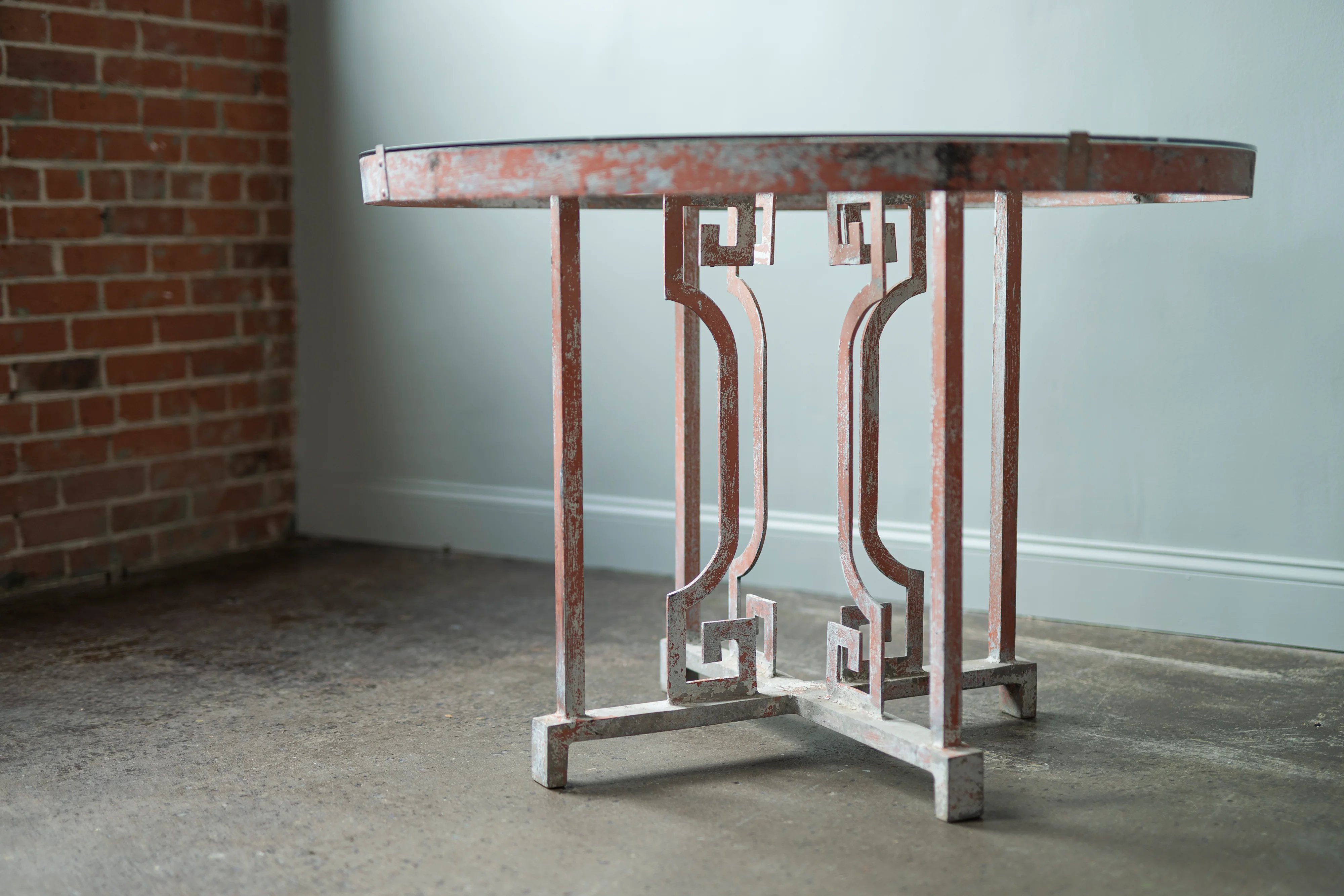 Round Metal and Glass Table