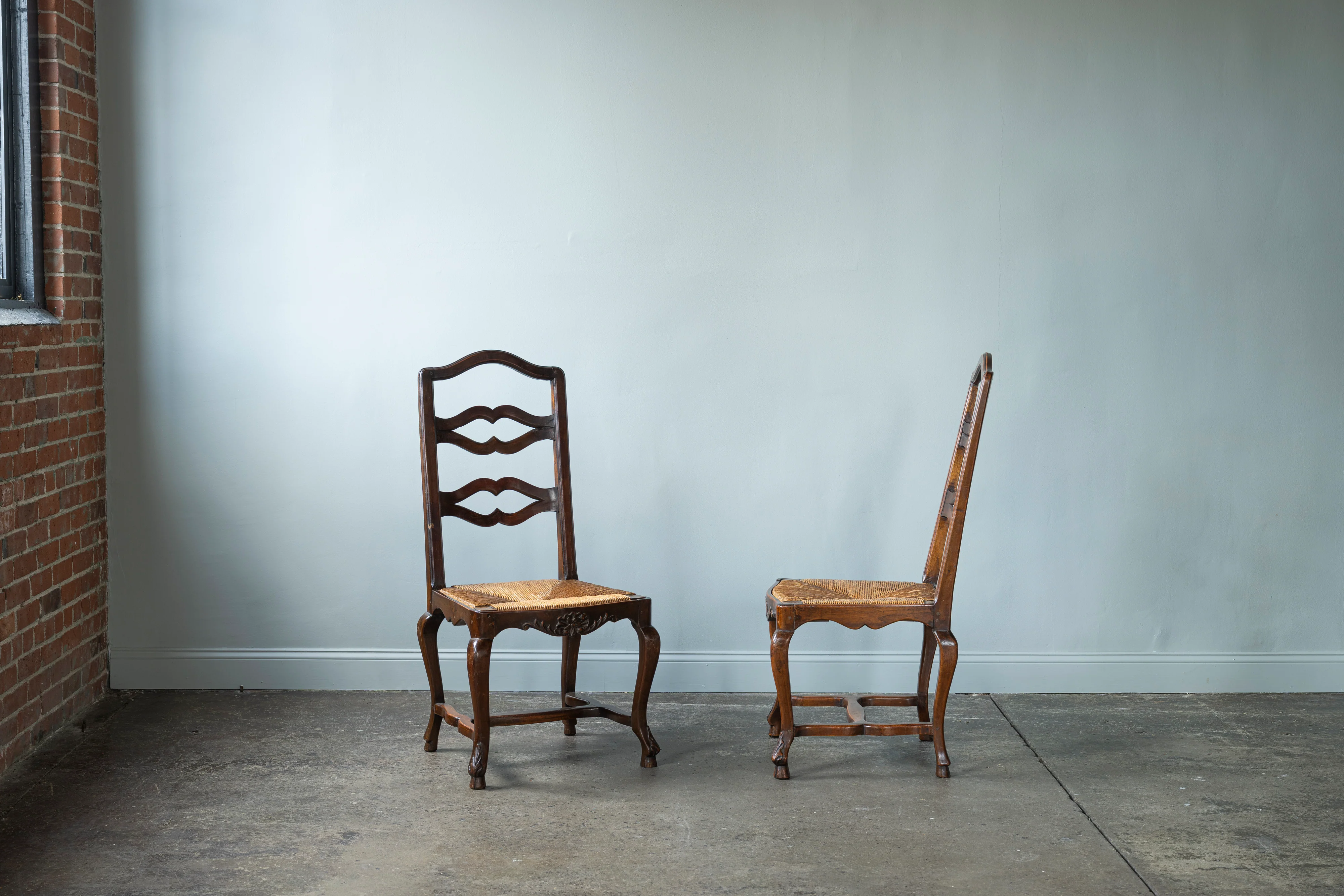 Italian Walnut Chairs, Set of 8