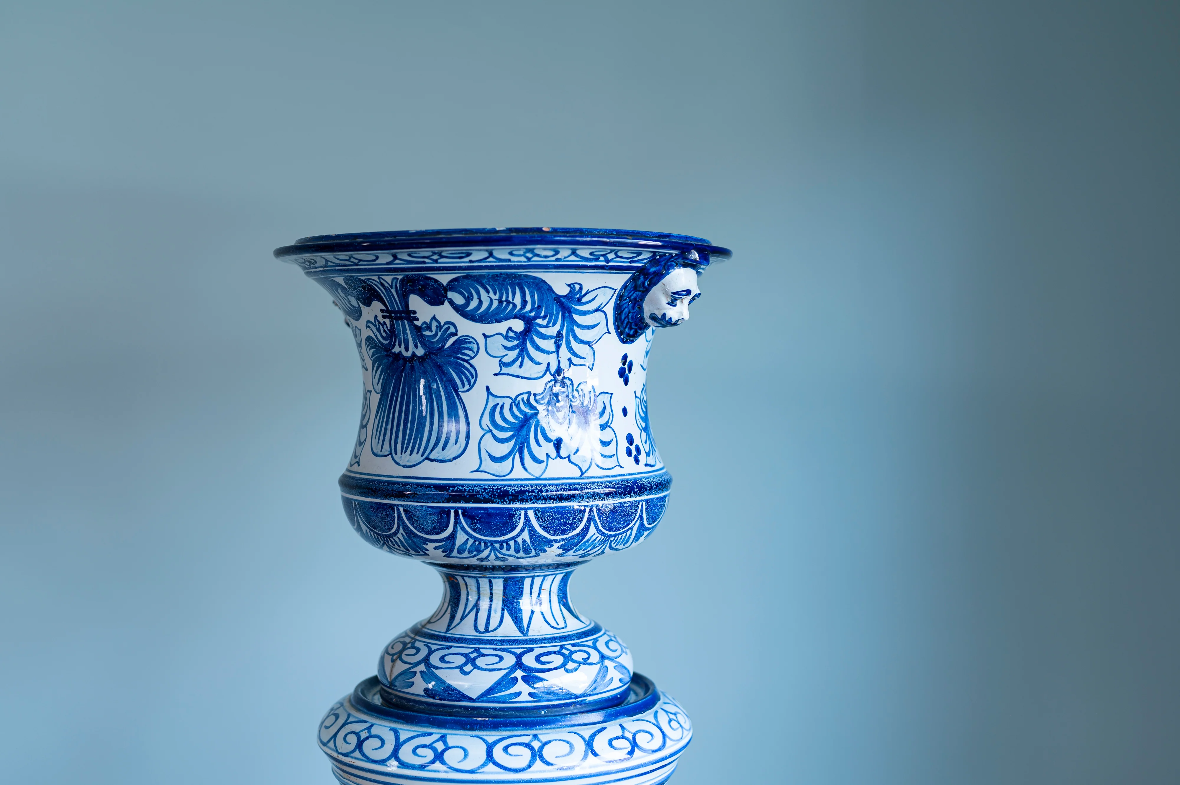Vintage Blue and White Urn