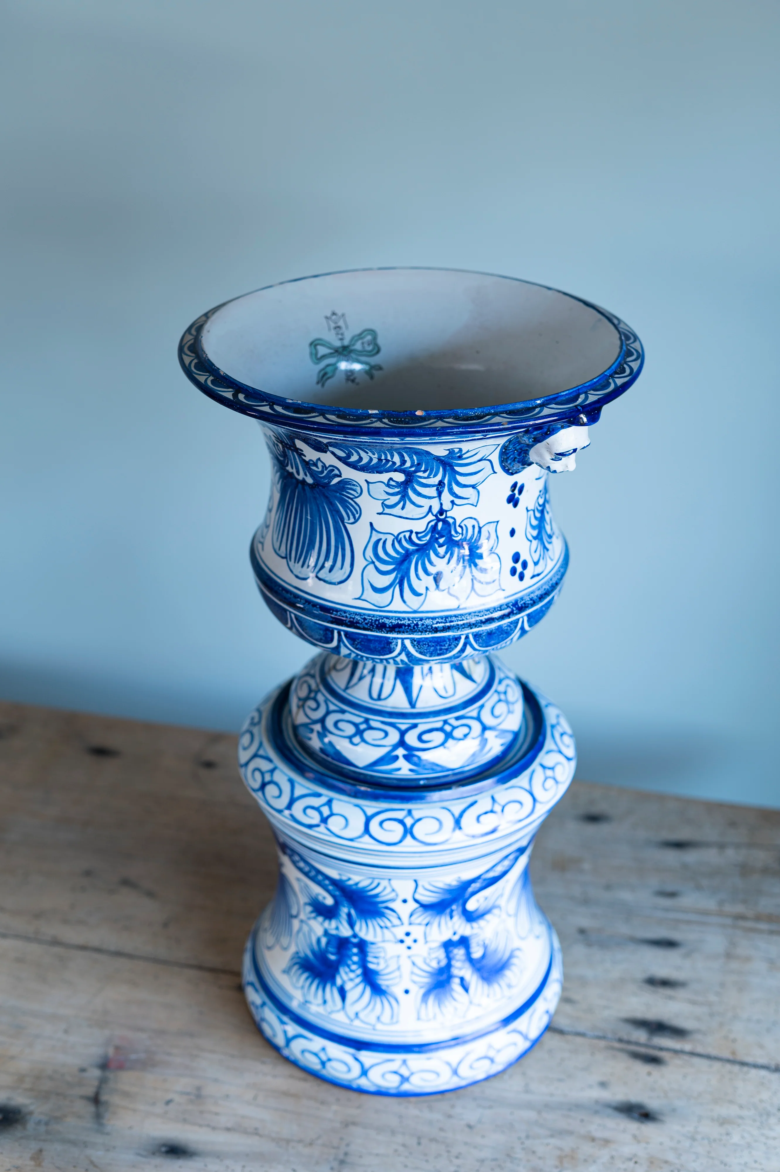 Vintage Blue and White Urn