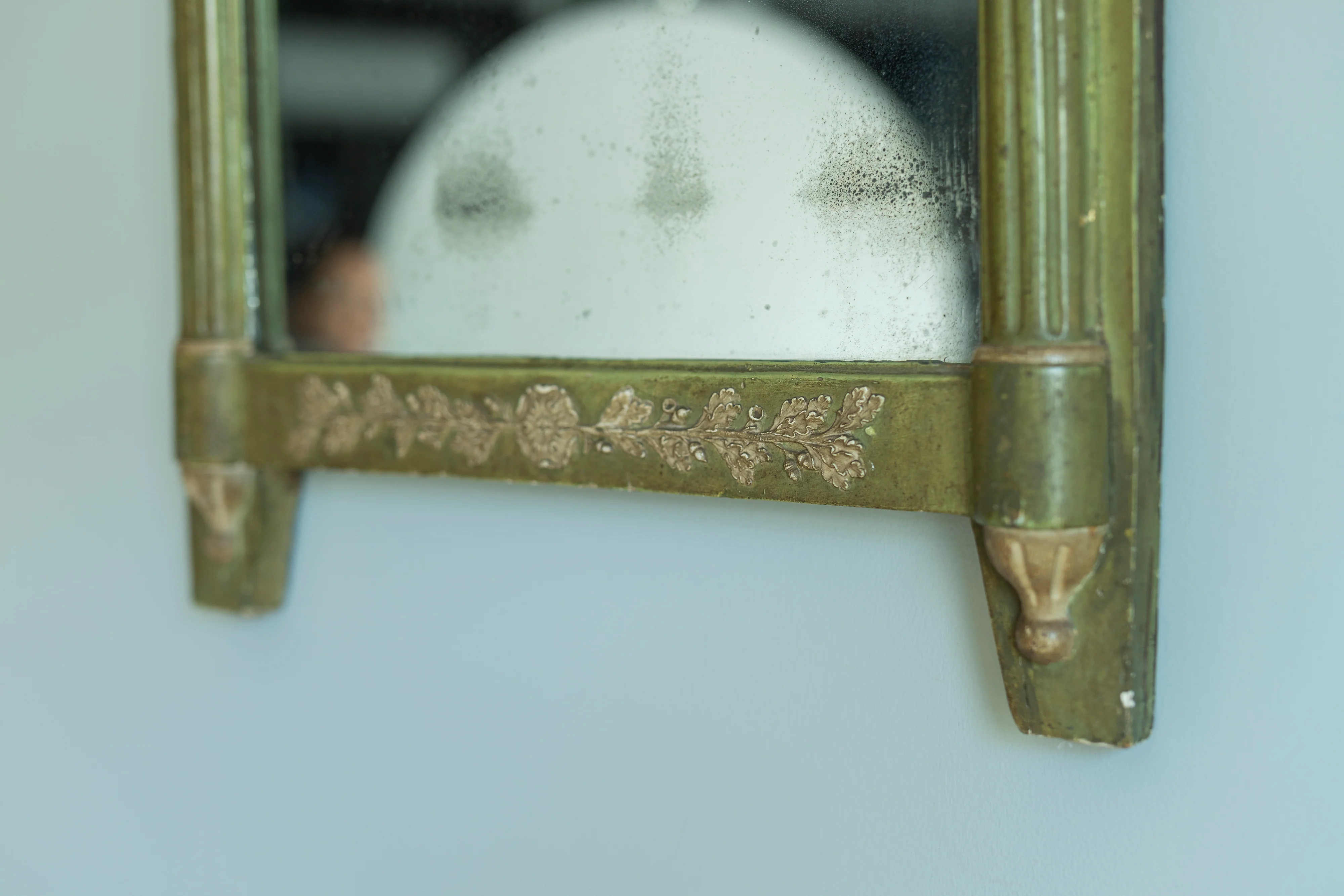 French Green Painted Mirror